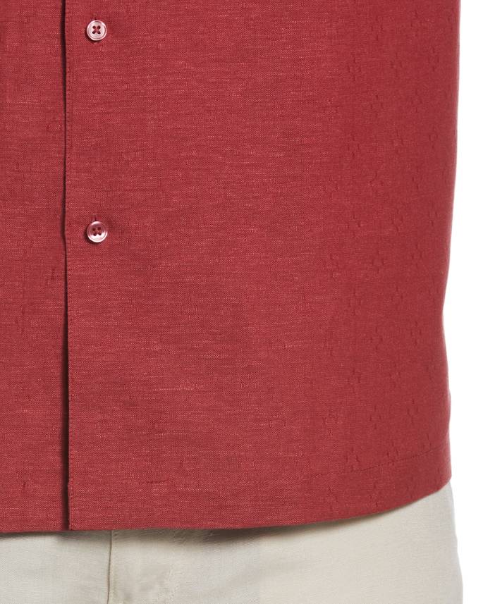 Men's Linen Blend Dobby Camp Collar Short Sleeve Shirt | Cubavera
