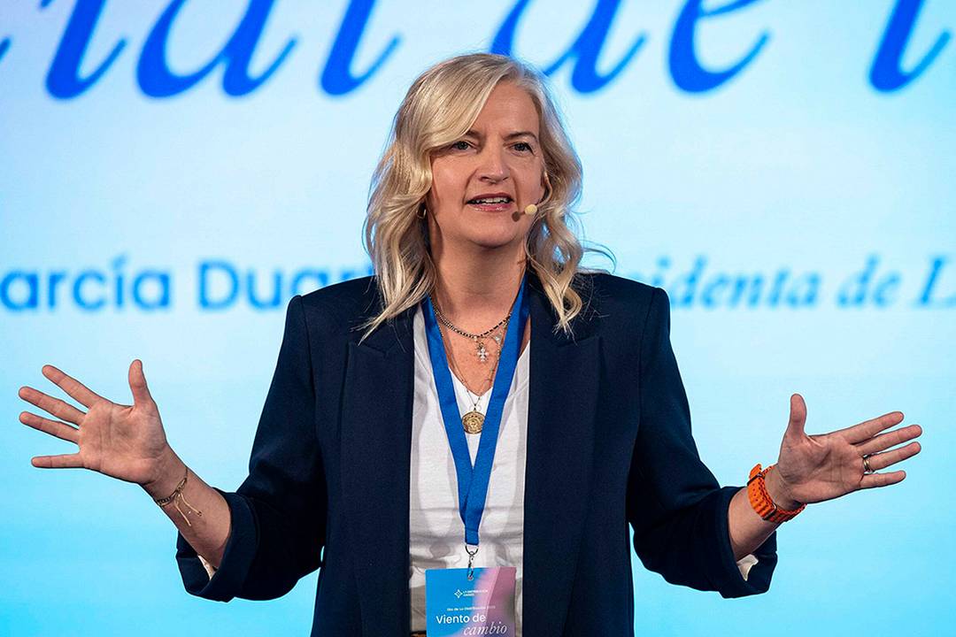 Matilde García Duarte, presidenta de La Distribución - Anged, durante el encuentro sectorial celebrado el 15 de octubre de 2025 en Madrid (España).