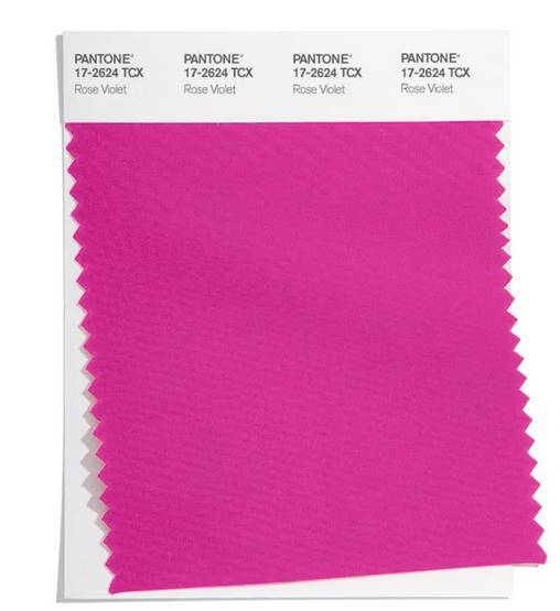 El rosa brillante también forma parte del informe de tendencias de color de Pantone para la NYFW FW22. Imagen: Pantone Color: 17-2624 Rose Violet, propiedad Pantone