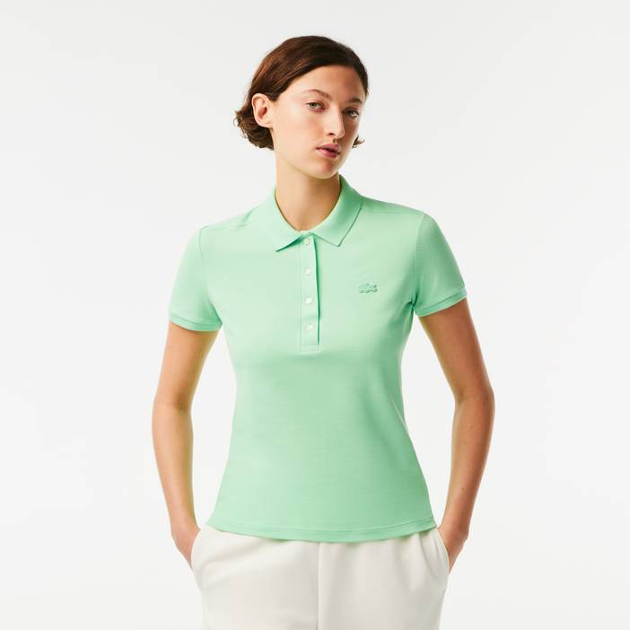 Slim Fit Damen Lacoste Poloshirt aus Stretch-Baumwoll-Piqué | Lacoste