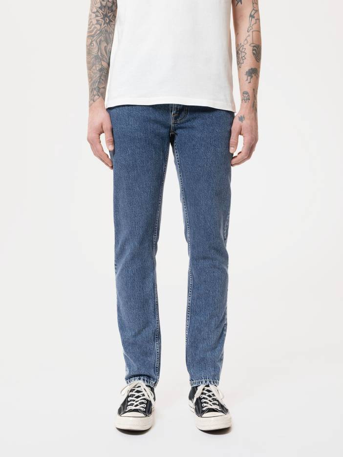 Lean Dean Plain Stone Mid Waist Slim Tapered Fit Men's Organic Jeans W24/L28 Sustainable Denim | Nudie Jeans