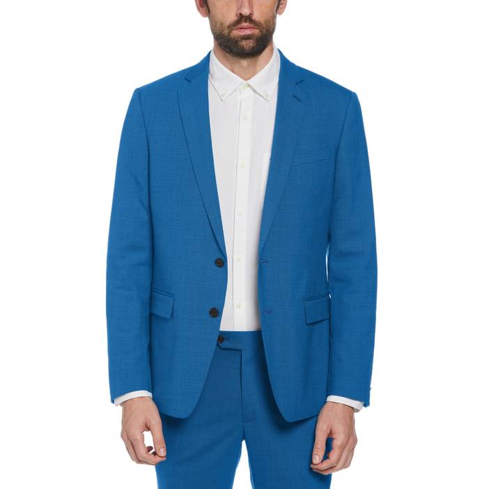 Men's Blue Textured Wool Blend Two Piece Suit | Original Penguin