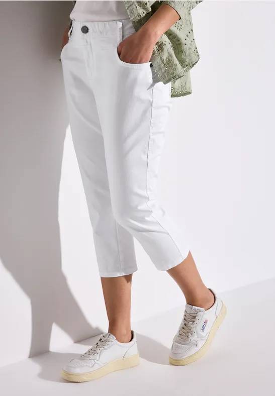 Frauen Satin 3/4-Hose in Weiß | Street One