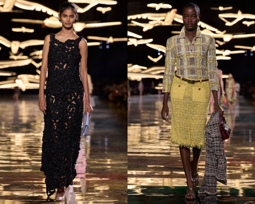 Bhavitha Mandava en Rachael Ojuromi tijdens de Chanel SS27-show in Parijs.