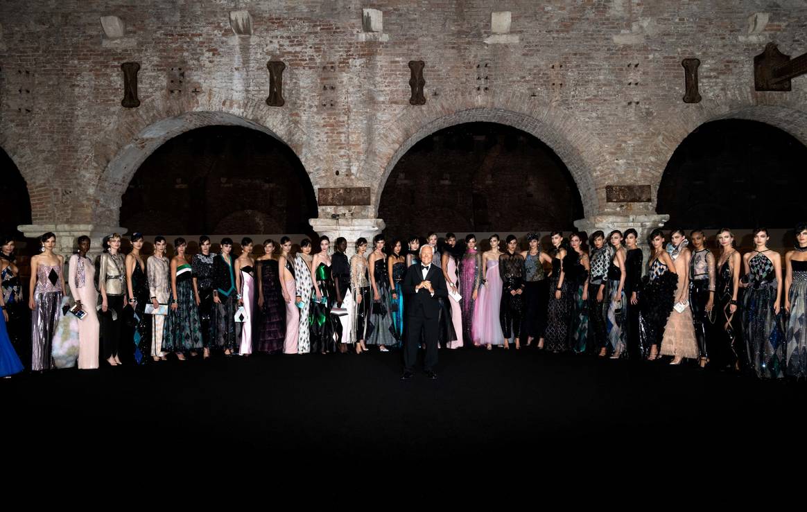 One night only a Venezia, Giorgio Armani con le modelle