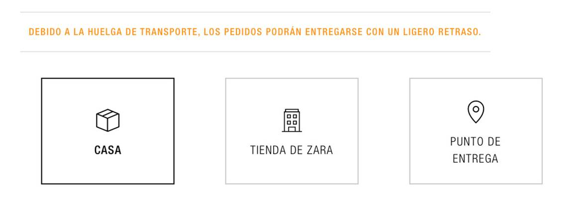 Photo Credits: Mensaje de advertencia de Zara a los clientes de su página online.