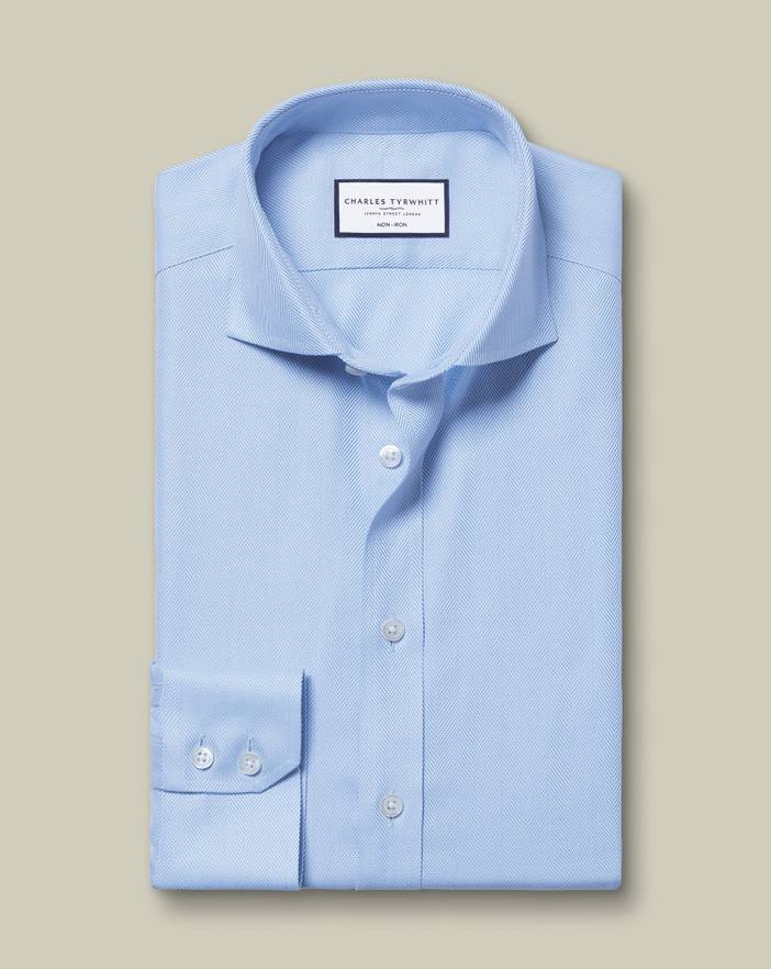 Men's Charles Tyrwhitt Cutaway Collar Non-Iron Herringbone Dress Shirt | Charles Tyrwhitt