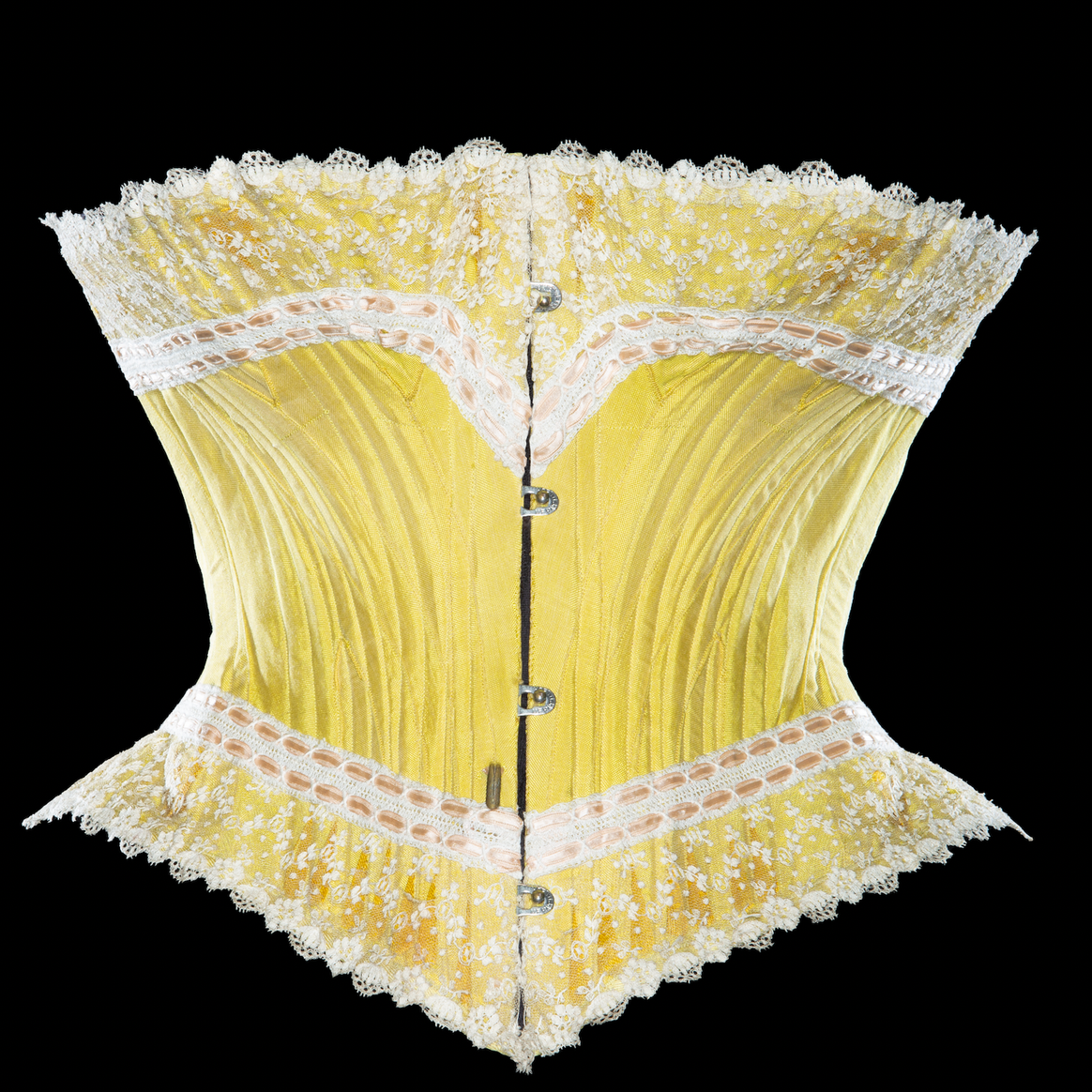 Corset Maker: Le Merveilleux Paris, France, ca. 1900 Silk satin and machine-made cotton lace FIDM Museum Purchase: Funds donated by Linda & Steven Plochocki