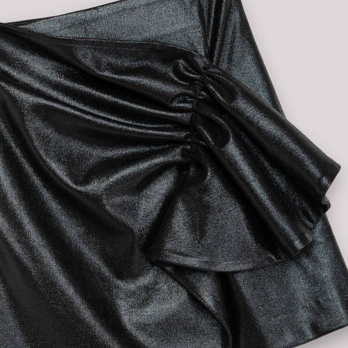 Falda Drapeada Mini Negro | Dolores Promesas