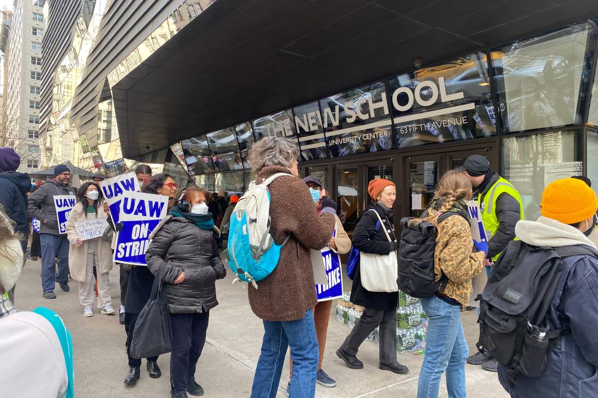 Part-Time faculty picket line outside Parsons The New School