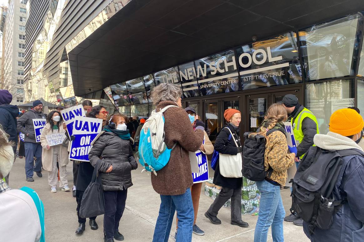 Part-Time faculty picket line outside Parsons The New School