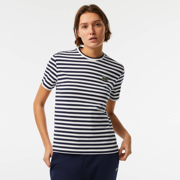 Damen Lacoste T-Shirt aus gestreiftem Baumwolljersey | Lacoste