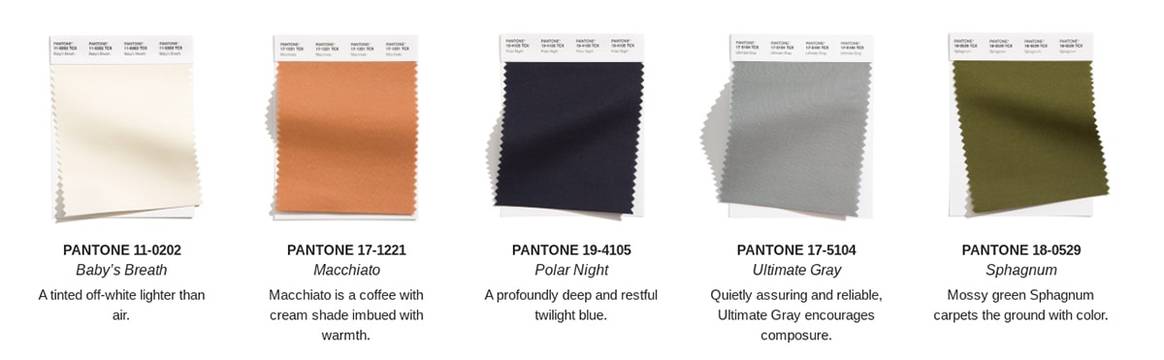 Pantone’s ‘Core Classics’
voor LFW SS 2021. Beeld: Pantone