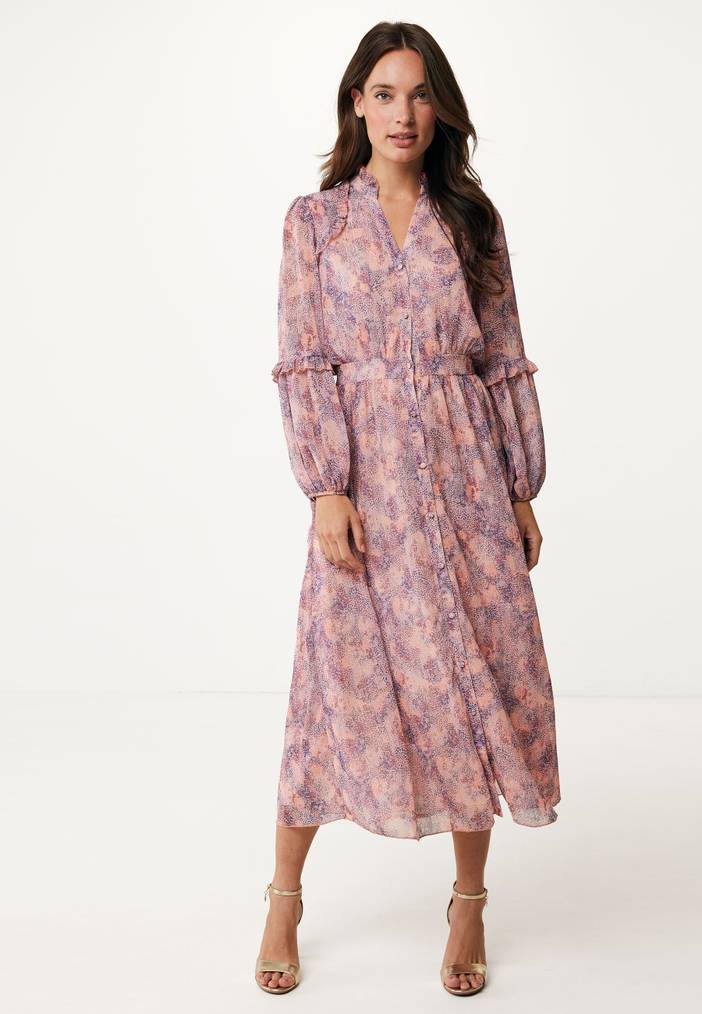 Jurk met Ruffles en Print Roze | Mexx