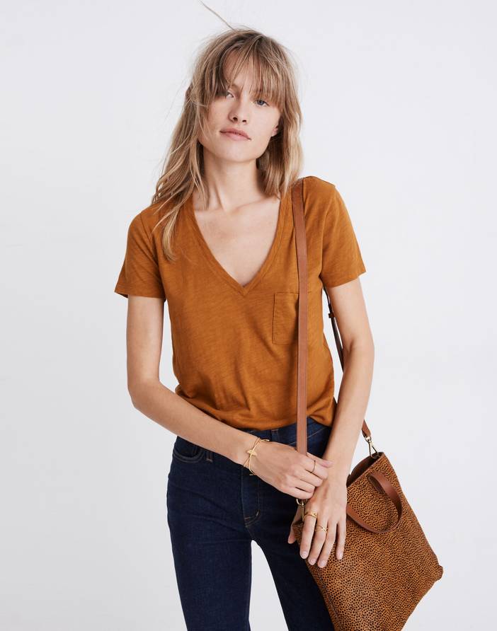 Whisper Cotton V-Neck Pocket Tee | Madewell