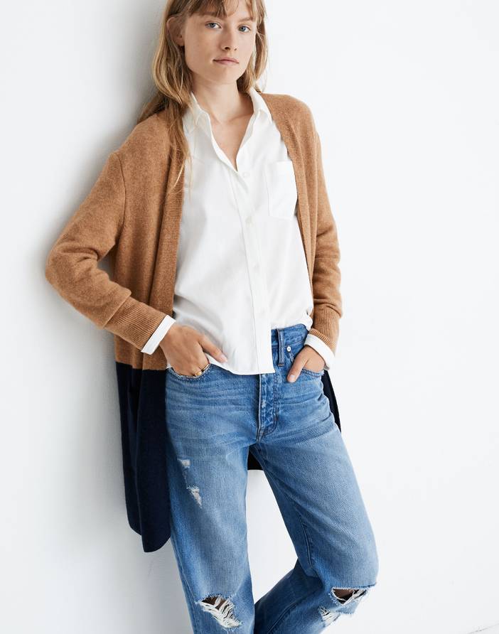 Kent Colorblock Cardigan Sweater in Coziest Yarn | Madewell