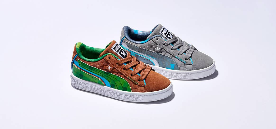 El icónico suede de puma actualiza su piel, cortesía de Minecraft