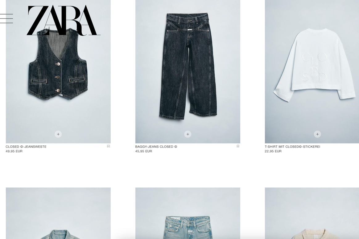 Zara presenta su colaboración con Closed en su tienda online.