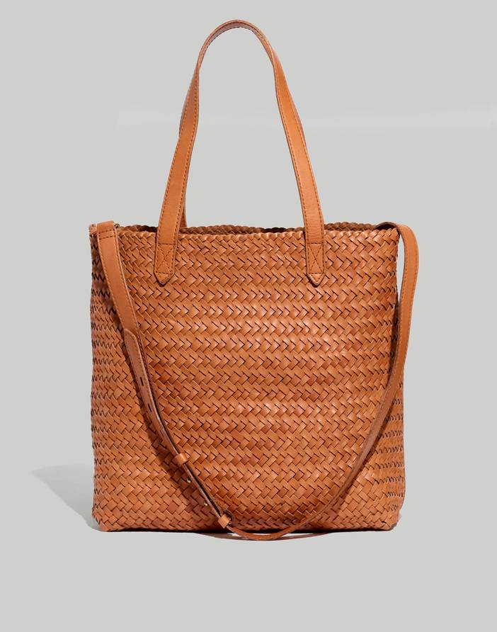 The Medium Transport Tote: Woven Leather Edition | Madewell
