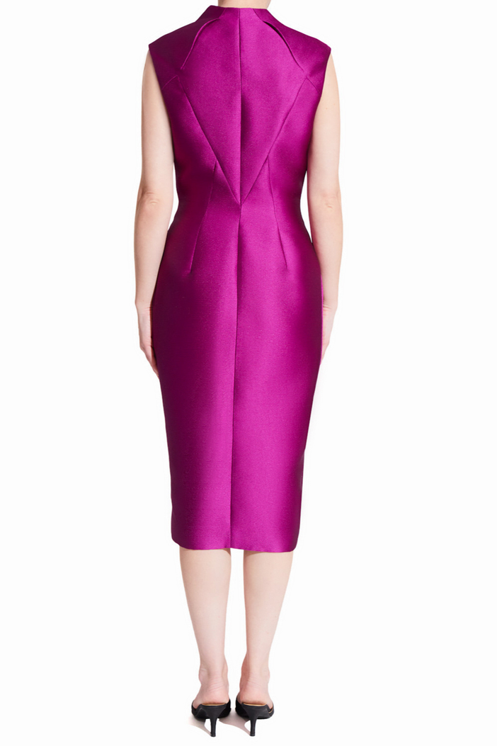 Lisette Dress | Raspberry Midi Cocktail Dress | Jennifer Ritz