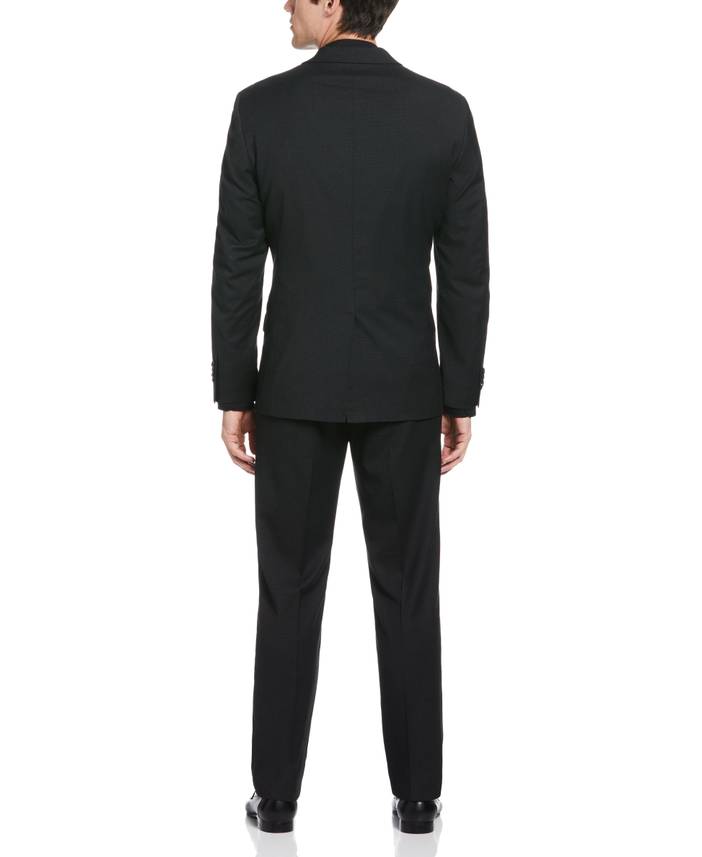 Men's Machine Washable Textured Suit Jacket in Black, Size 42 | Regular, Polyester/Elastane/Viscose, Solid | Perry Ellis