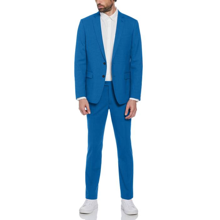 Men's Blue Textured Wool Blend Two Piece Suit | Original Penguin