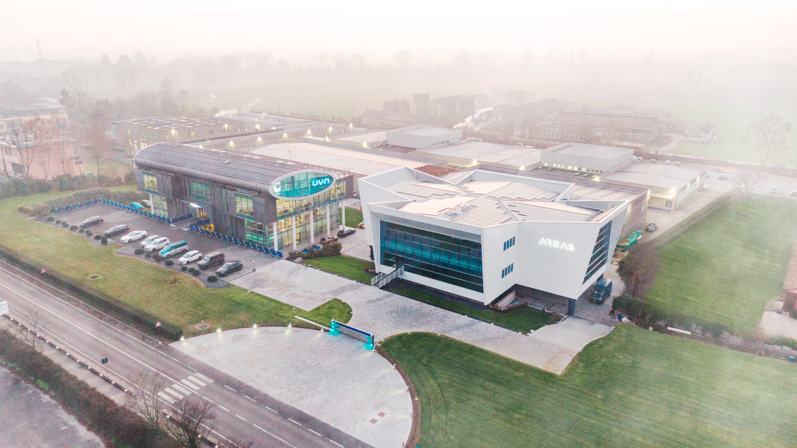 Trerè Innovation headquarter (left) with development centre Areas (right) in Asola, Italy