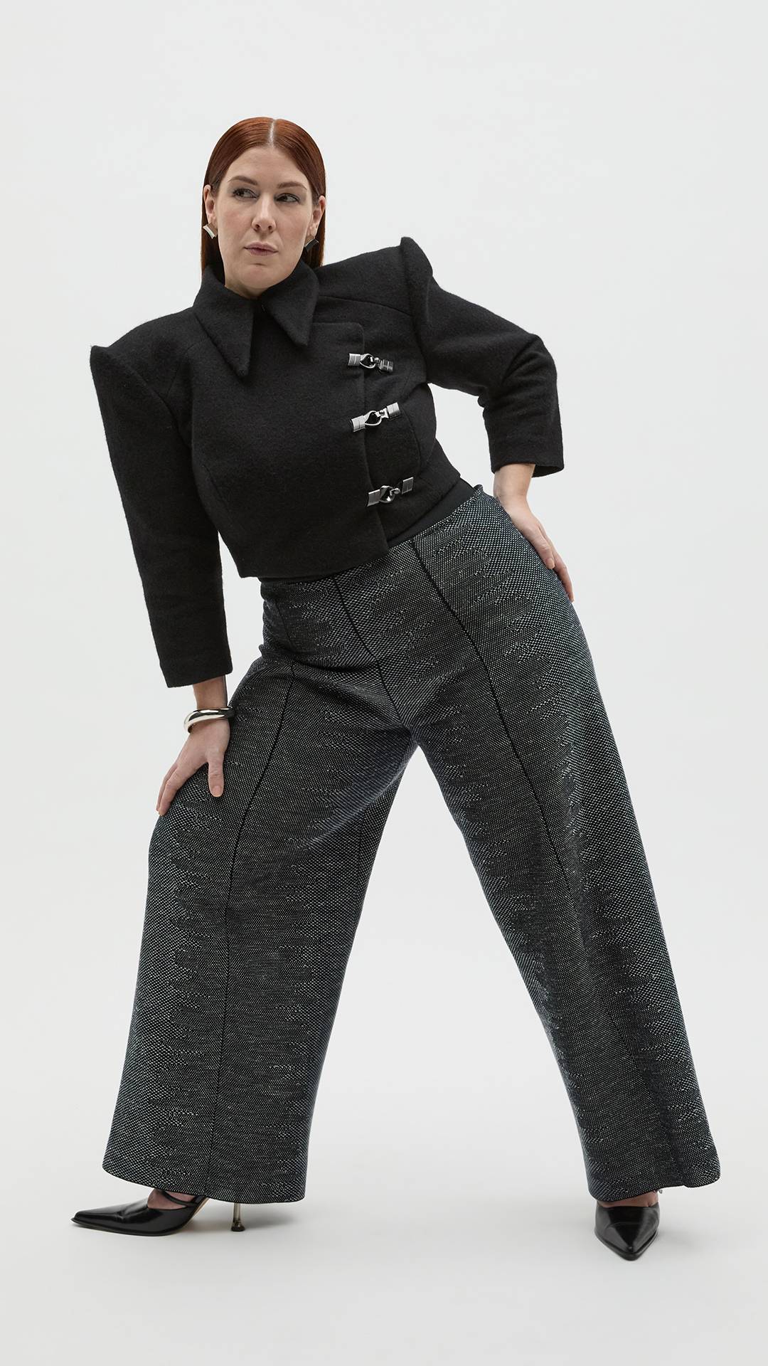 Jacket, skirt and trousers made from different material innovations by finalist Willem van Helvoirt.