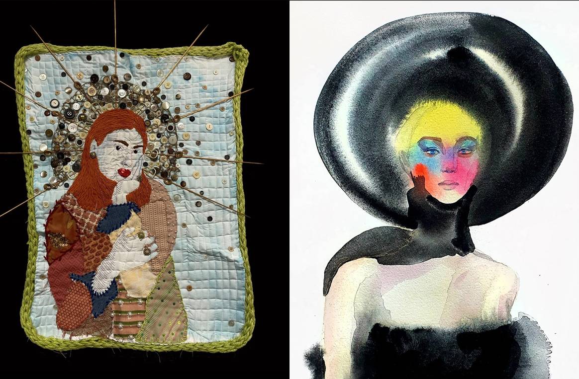 Artwork from student award winners Cailyn Kurdys and Jiyoung Park