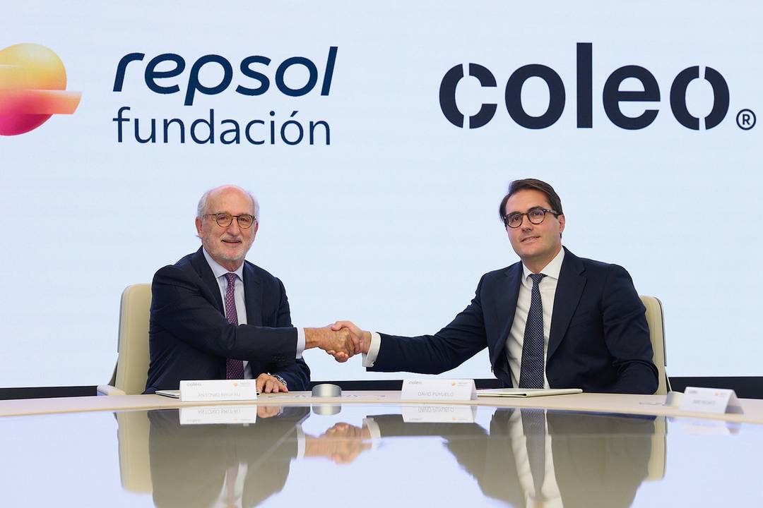 From left to right, Antonio Brufau, chairman of Repsol, and David Puyuelo, founder and CEO of Coleo.