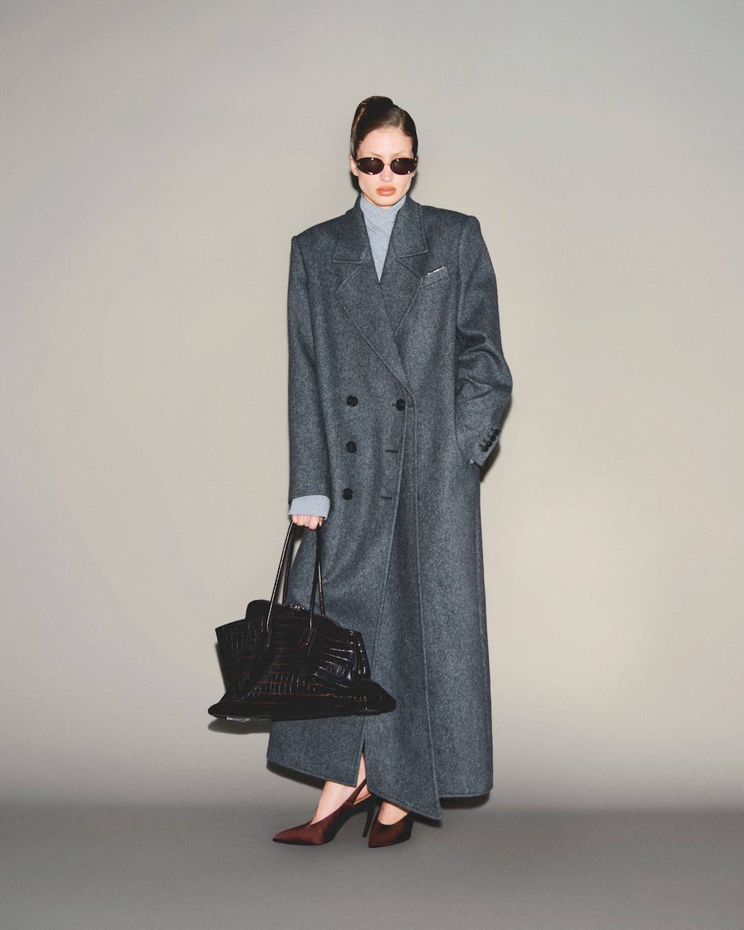 Grigio, cappotto invernale, cappotto oversize, cappotto boyfriend, da The Attico Resort Donna Off Season 2026