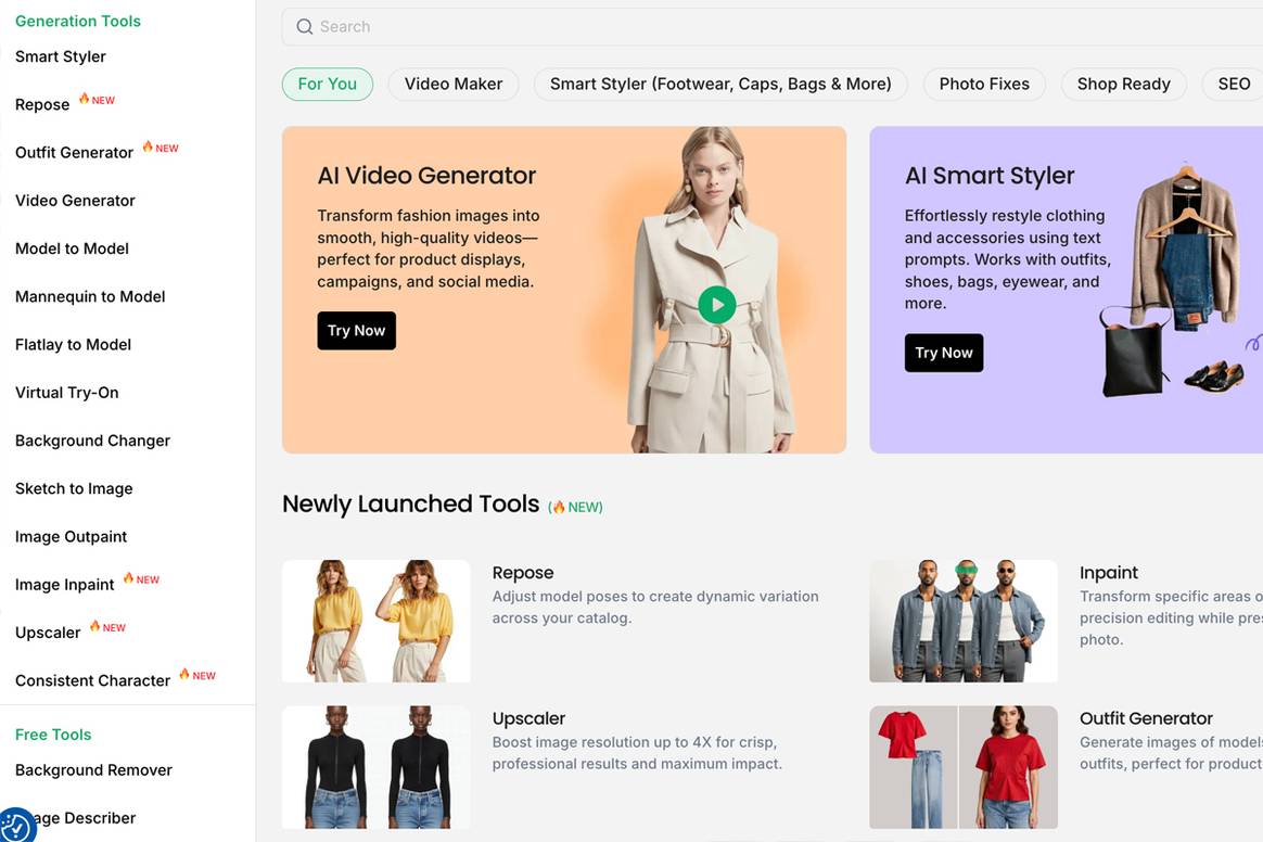 Frontend de la plataforma de soluciones de IA de Modelia.