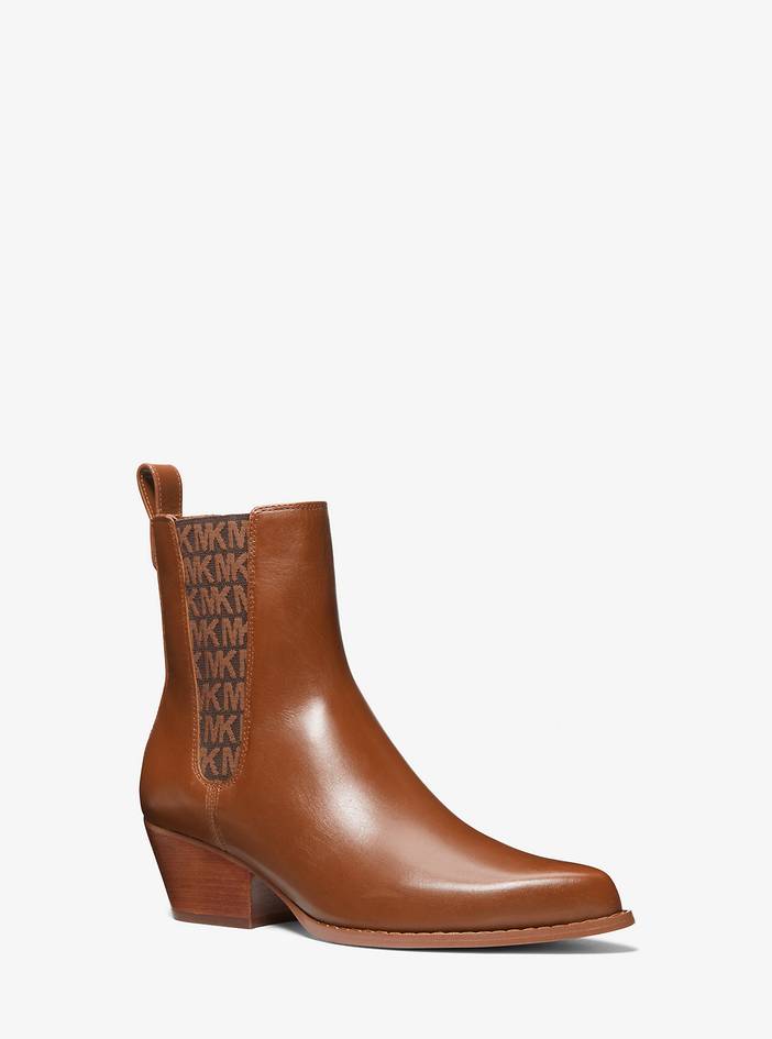 MK Kinlee Leather and Stretch Knit Ankle Boot | Michael Kors