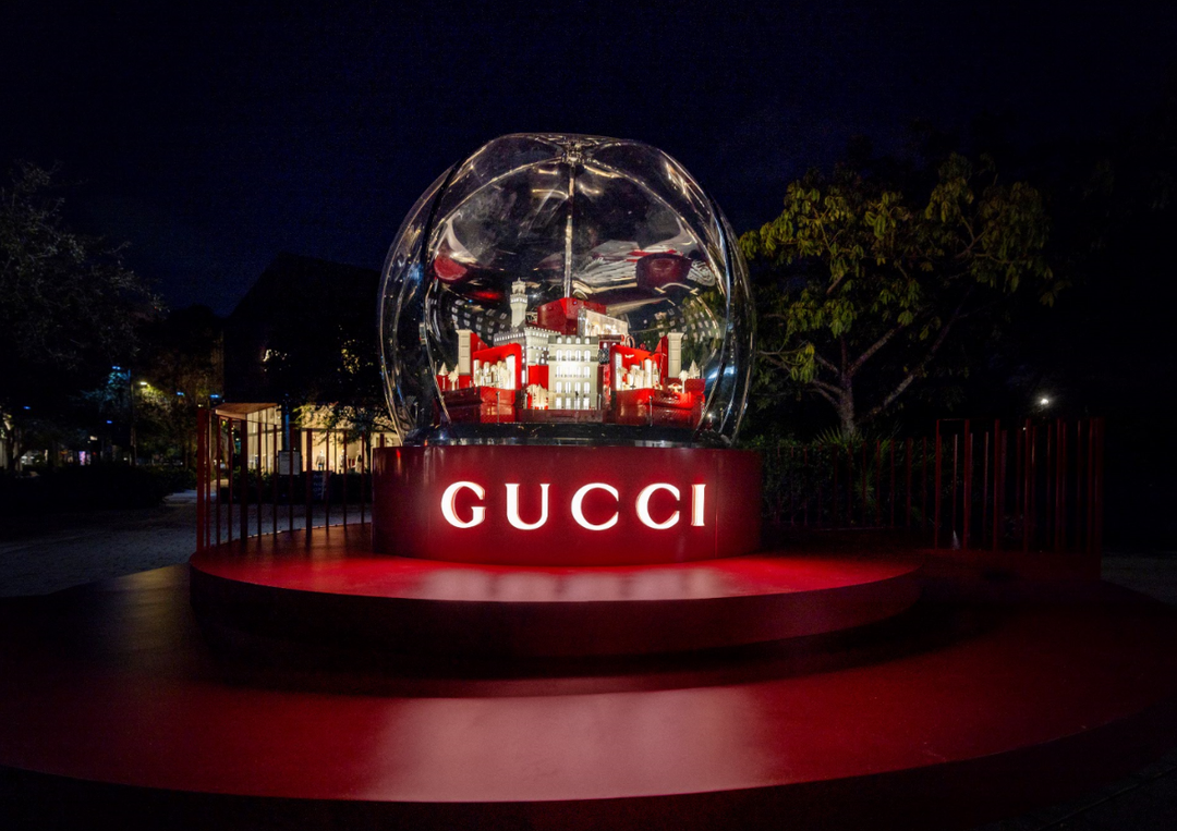 Gucci snow globe festive installation