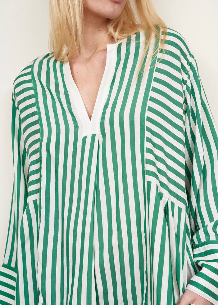 Aarons Dress Green Stripe | La Ligne