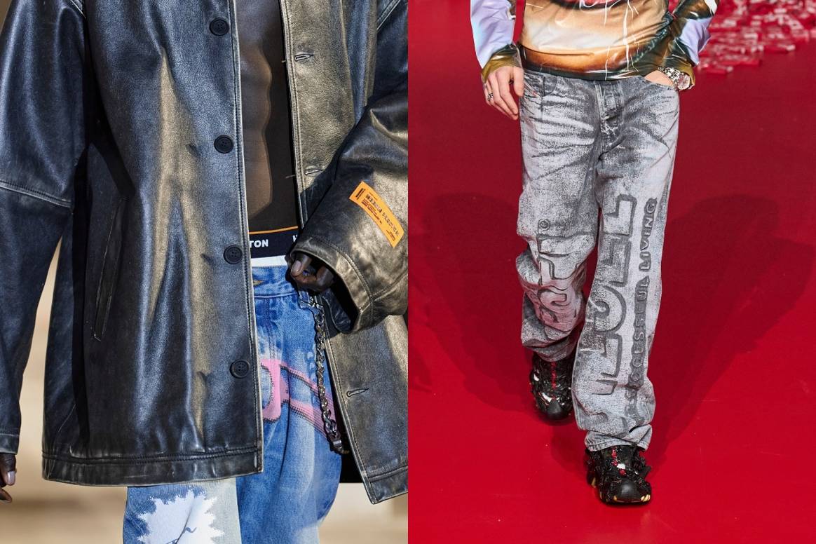 FW23-collecties (van links naar rechts): Heron Preston
en Diesel. Beeld: Launchmetrics Spotlight