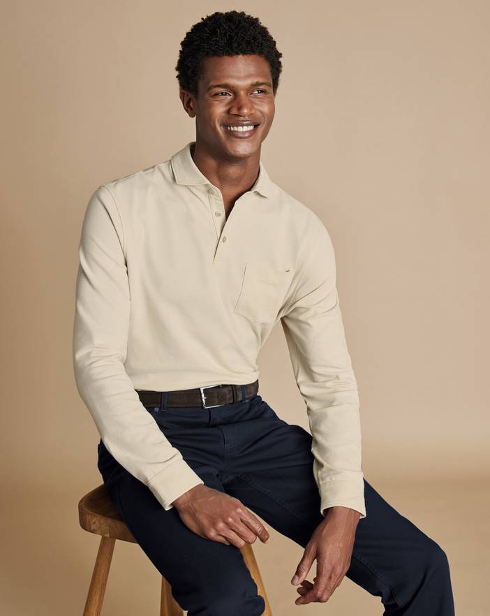 Men's Charles Tyrwhitt Long Sleeve Pique Polo Shirt | Charles Tyrwhitt