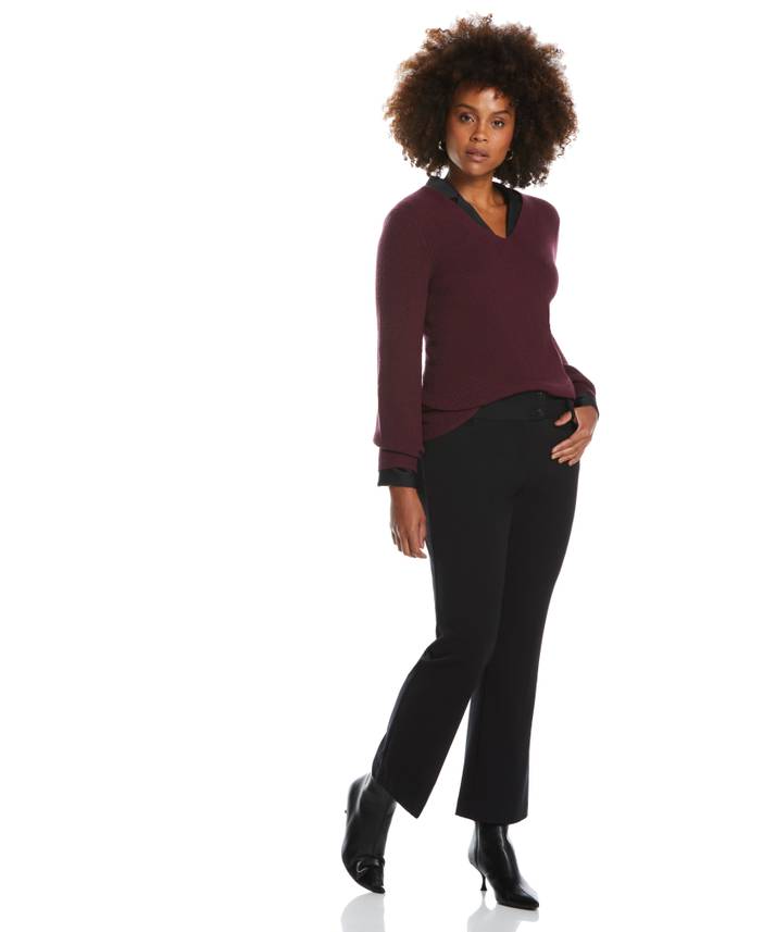Women's Gabardine Bootcut Pants Short - Curvy Fit, Plus Size | Rafaella