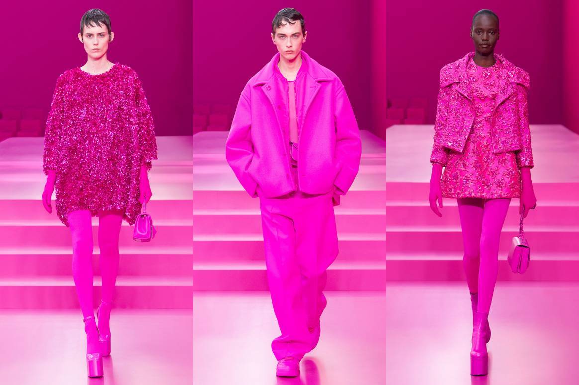 Valentino setzte 2022 einen Trend mit seiner „Hot Pink“-Kollektion. Der leuchtend magentafarbene Farbton „Pink PP“ wurde von Valentino-Kreativdirektor Pierpaolo Piccioli in Zusammenarbeit mit Pantone entworfen. Bild: Valentino.