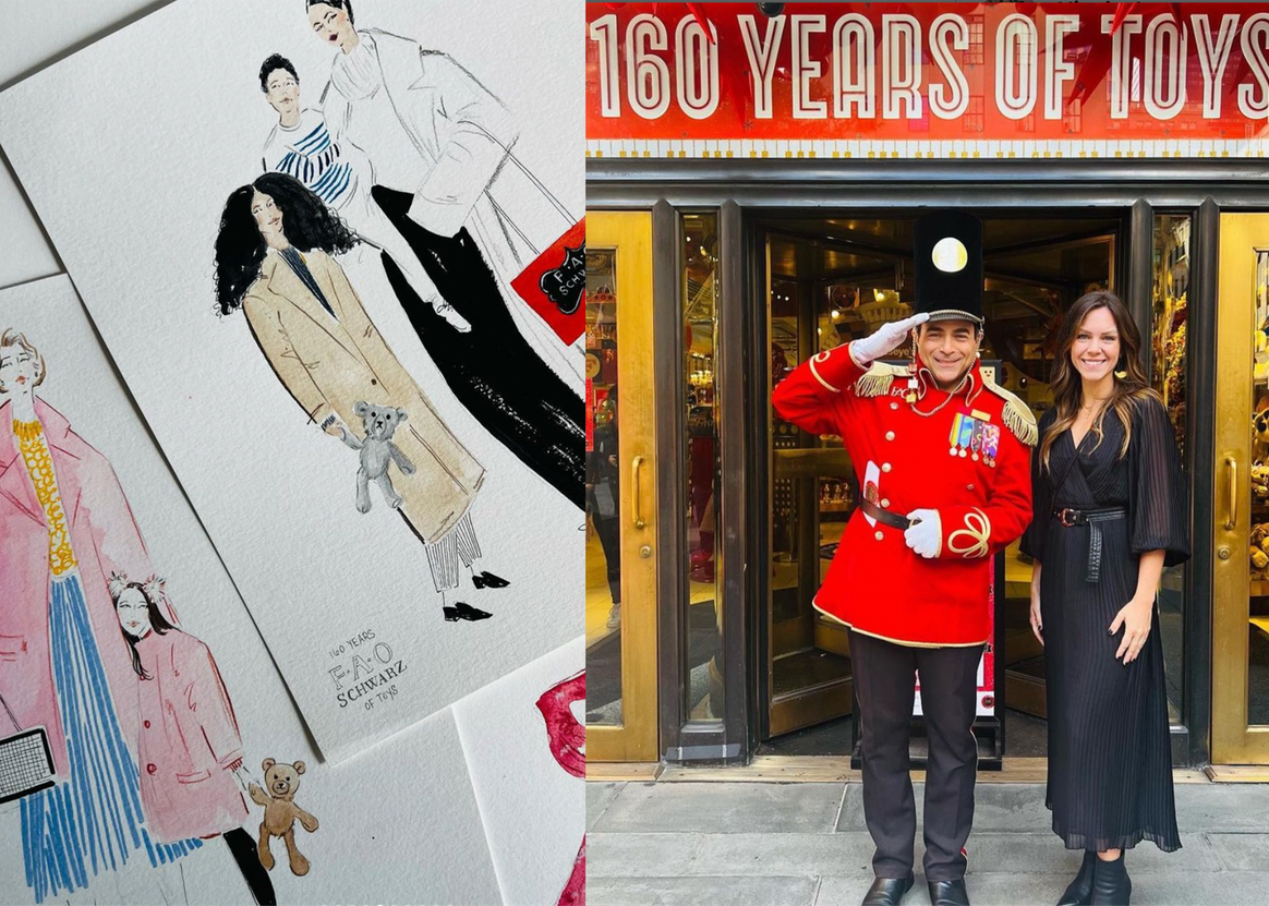 Fashion illustrator Nicole Jarecz illustrates at FAO Schwarz 160th anniversary