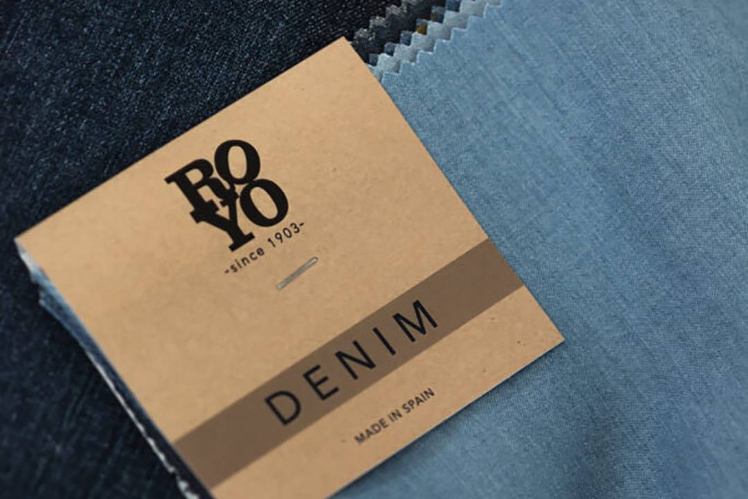 Muestrario de tejidos denim de Tejidos Royo.