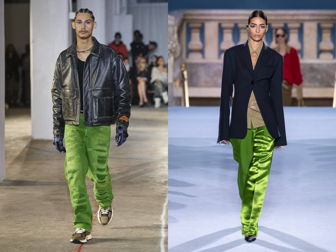 Vegetable green at Heron Preston and Tory Burch during New York Fashion Week FW23. Image: Launchmetrics Spotlight