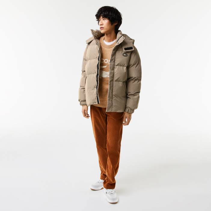 Wasserabweisende Herren Lacoste Jacke mit Karomuster mit Twill-Futter | Lacoste