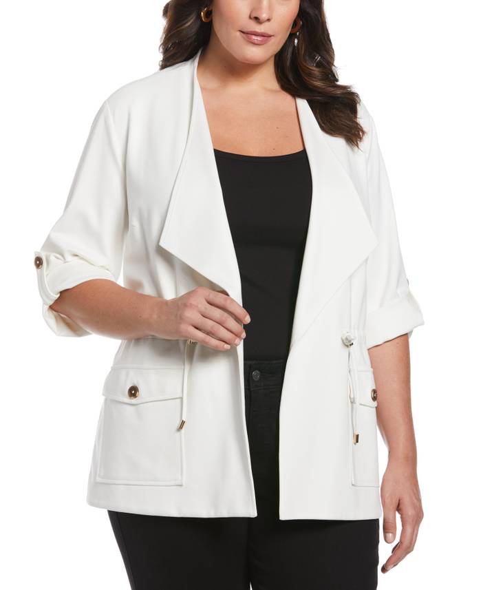 Women's Plus Size Ponte Knit Drape Front Jacket | Rafaella