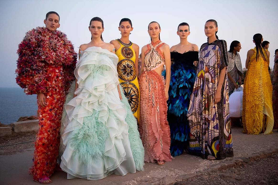 Mary Katrantzou SS20 show at Greece's Temple of Poseidon