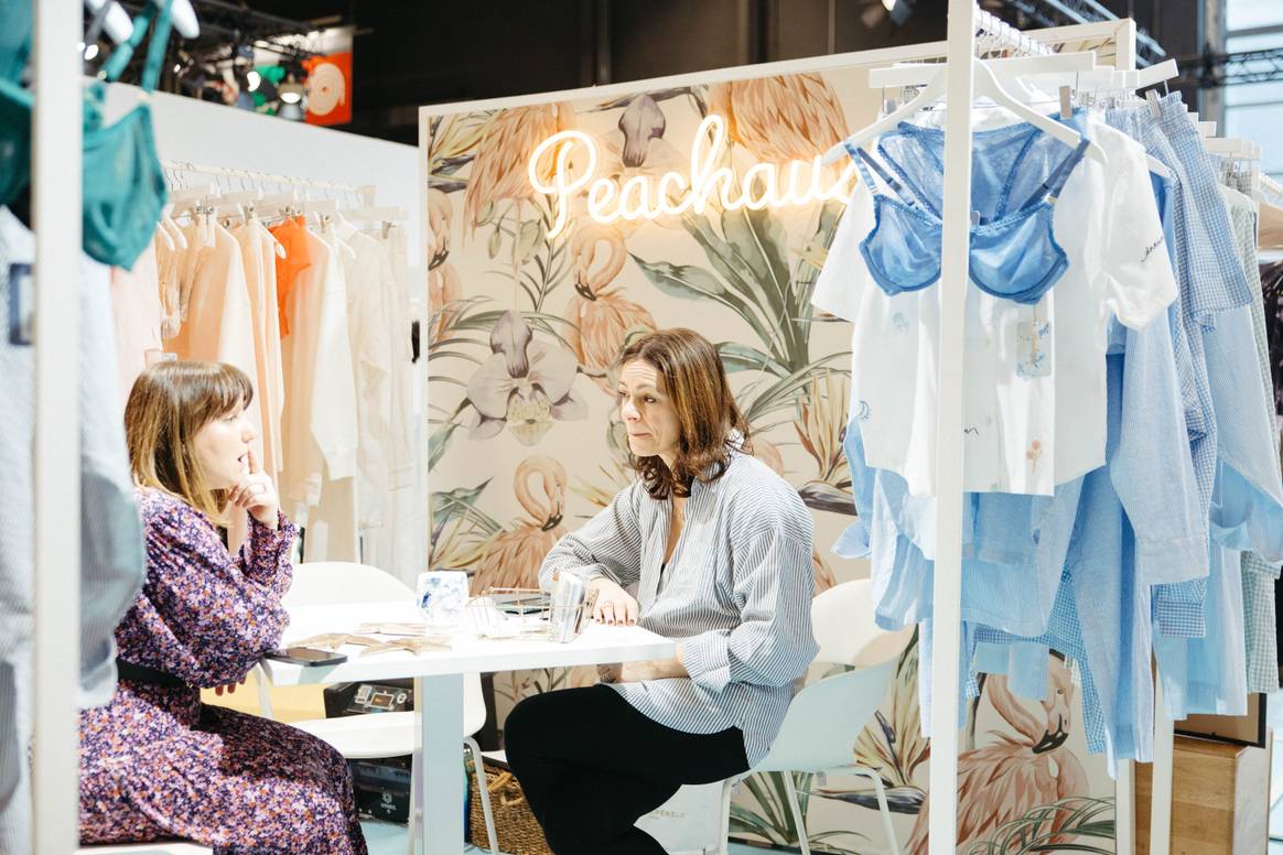 Peachaus stand at Salon International de la Lingerie.