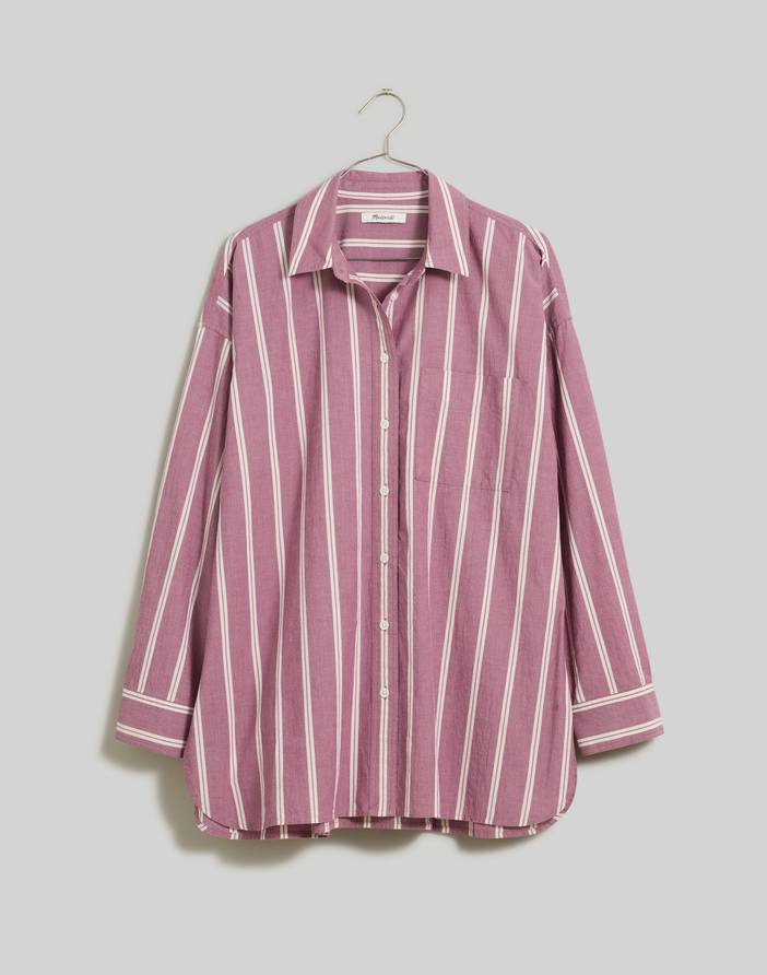 The Plus Signature Poplin Oversized Shirt in Stripe | Madewell