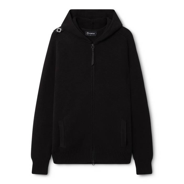 Milano Knit Full Zip Hoody-Jet Black | MA.STRUM 
