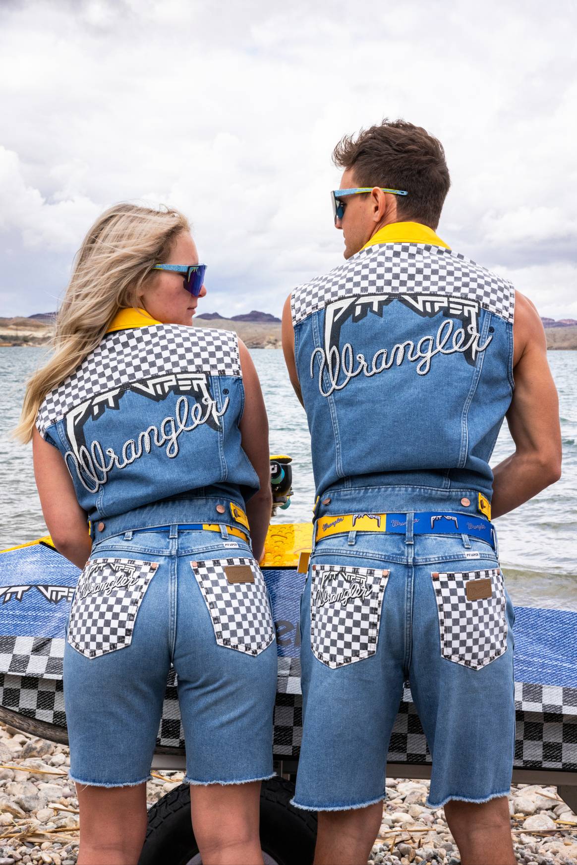 Wrangler x Pit Viper collection campaign starring professional jet ski athletes Demi Morgan and Lee Stone