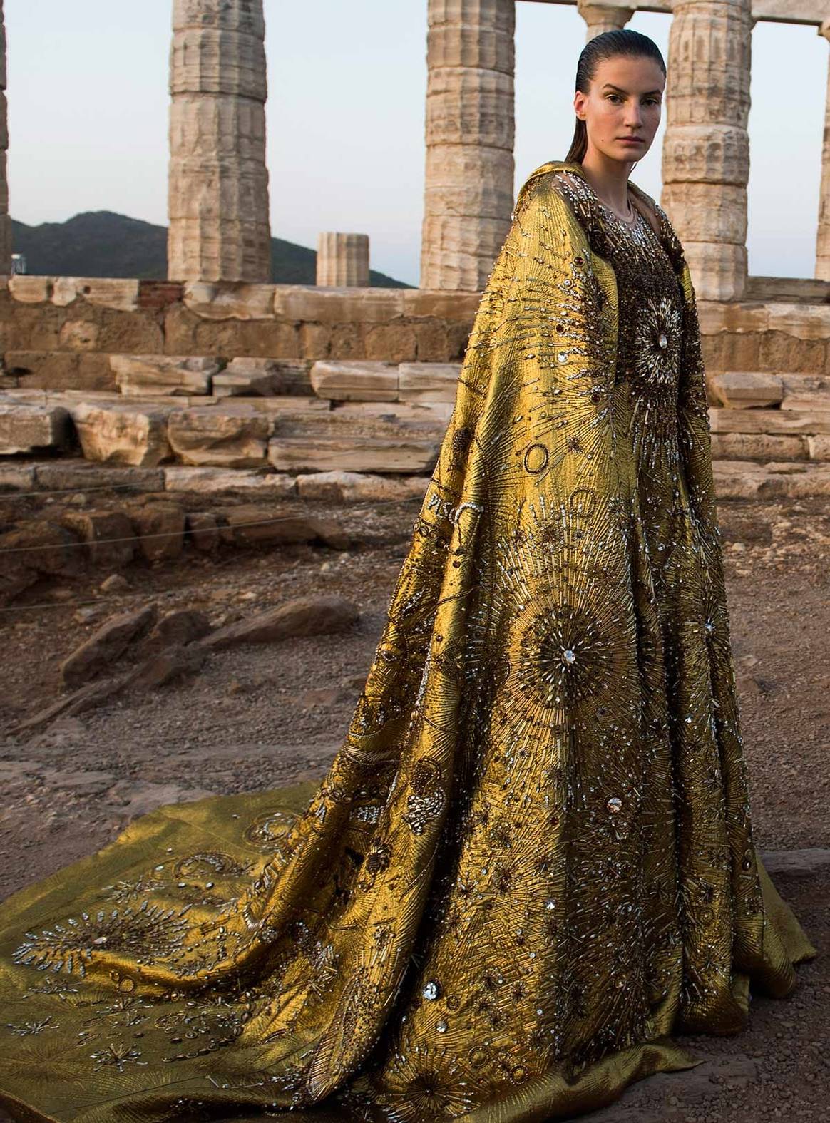 Mary Katrantzou SS20 show at Greece's Temple of Poseidon